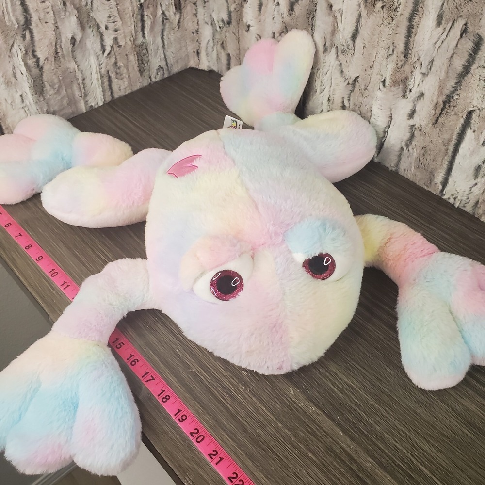 RARE Squishmallow Pink Frog LRG Pink Eyes Sherbert Tie Dye Heart 22"‎ Plush HTF